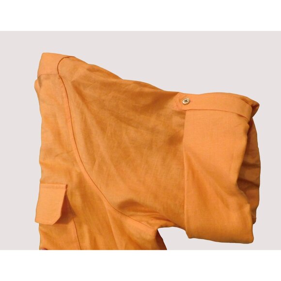 Ralph Lauren Exclusive Shirt 3X Orange Adj Long Sleeve Gold Buttons Pockets - Picture 5 of 8